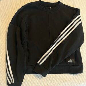 Adidas Black Pullover with White Sleeve Stripes